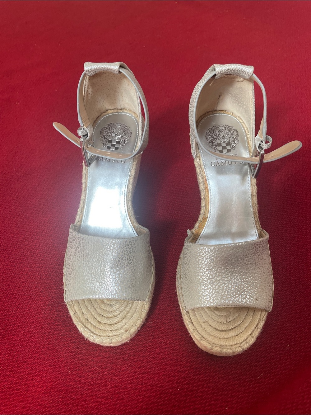 Vince Camuto Metallic Gold Espadrille Wedge Sandals